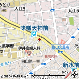 熊本中央警察署味噌天神交番周辺の地図
