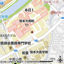熊本大学病院周辺の地図