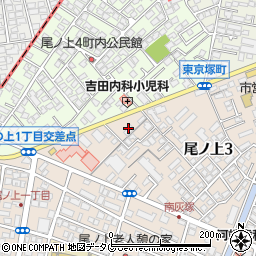 ローソン熊本尾ノ上三丁目店周辺の地図