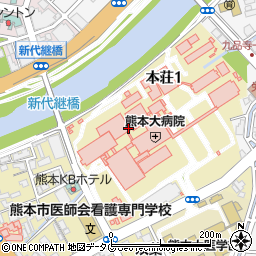熊本大学医学部附属病院　東病棟５階ＣＣＵ周辺の地図