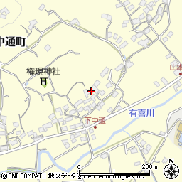 長崎県諫早市中通町周辺の地図