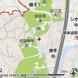 熊本県熊本市中央区横手周辺の地図