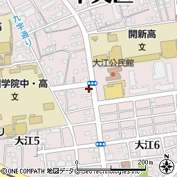 熊本市役所　中央区役所中央区役所関係機関大江地域コミュニティセンター周辺の地図