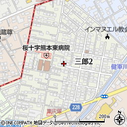 熊本県熊本市東区三郎周辺の地図