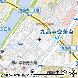 熊本九品寺一郵便局周辺の地図