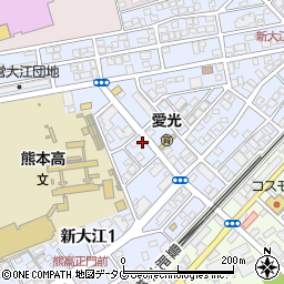 熊本県熊本市中央区新大江周辺の地図