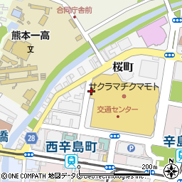 熊本県熊本市中央区桜町周辺の地図