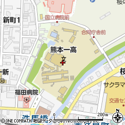 熊本県熊本市中央区古城町周辺の地図