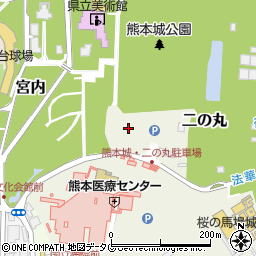 熊本市営熊本城二の丸駐車場周辺の地図