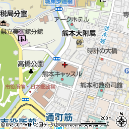 熊本県熊本市中央区城東町周辺の地図
