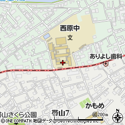 熊本市役所教育委員会関係機関学校給食　西原共同調理場周辺の地図