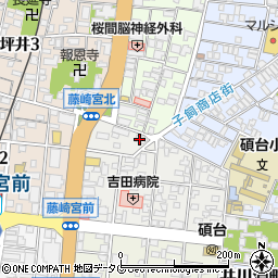 熊本市役所　中央区役所中央区役所関係機関碩台地域コミュニティセンター周辺の地図