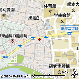 熊本黒髪二郵便局周辺の地図