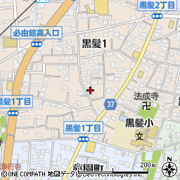熊本県熊本市中央区黒髪1丁目7-2周辺の地図