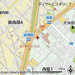 餃子の王将西原店周辺の地図