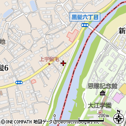 熊本県熊本市中央区黒髪6丁目28-8周辺の地図