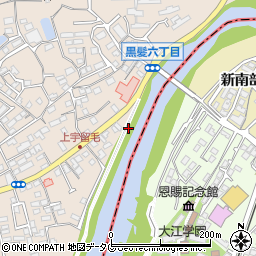 熊本県熊本市中央区黒髪6丁目28周辺の地図