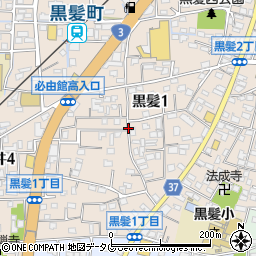 熊本県熊本市中央区黒髪1丁目周辺の地図