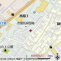 熊本市営託麻団地周辺の地図