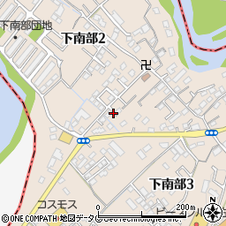 熊本県熊本市東区下南部周辺の地図