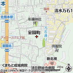 熊本県熊本市北区室園町周辺の地図