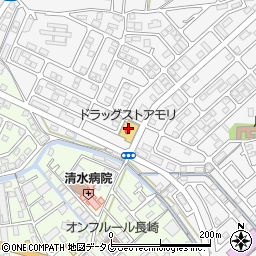 ドラッグストアモリ時津店周辺の地図