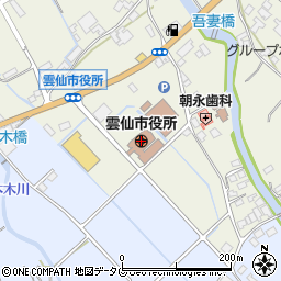長崎県雲仙市周辺の地図