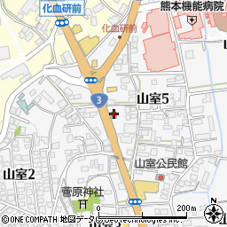 熊本山室郵便局周辺の地図