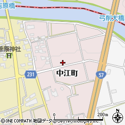 熊本県熊本市東区中江町周辺の地図