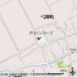 熊本県熊本市東区弓削町周辺の地図