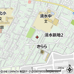 熊本県熊本市北区清水新地2丁目4周辺の地図