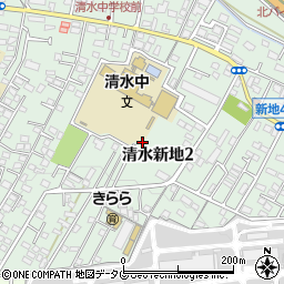 熊本県熊本市北区清水新地2丁目周辺の地図