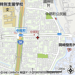 長崎県諫早市中尾町周辺の地図