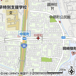 中尾町周辺の地図