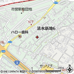 熊本県熊本市北区清水新地6丁目周辺の地図
