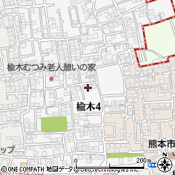 熊本市役所　北区役所北区役所関係機関楡木地域コミュニティセンター周辺の地図