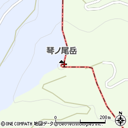 琴ノ尾岳周辺の地図