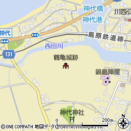 鶴亀城跡周辺の地図
