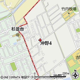 熊本県菊池郡菊陽町沖野4丁目18-28周辺の地図