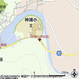 神浦小学校前周辺の地図