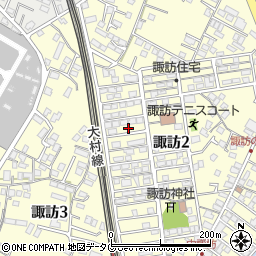 長崎県大村市諏訪2丁目100周辺の地図