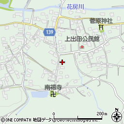 熊本県菊池市出田周辺の地図