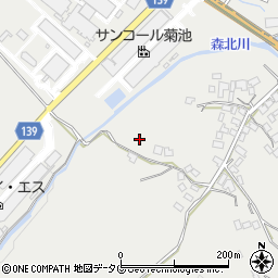 熊本県菊池市乙森北166周辺の地図