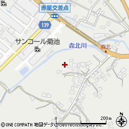 熊本県菊池市乙森北28周辺の地図