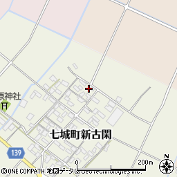 熊本県菊池市七城町新古閑周辺の地図