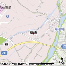 熊本県菊池市築地周辺の地図