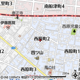 熊本県荒尾市西原町2丁目周辺の地図