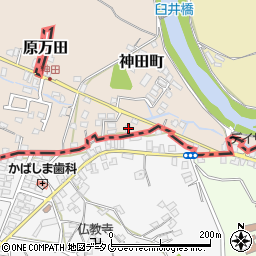 福岡県大牟田市神田町74周辺の地図