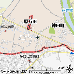 福岡県大牟田市神田町250周辺の地図