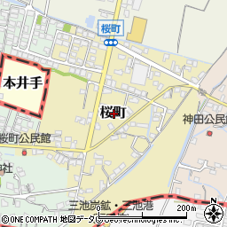 福岡県大牟田市桜町周辺の地図